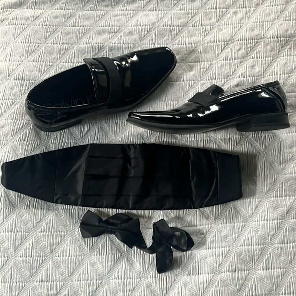 Patent Leather Tuxedo Slip-on Loafer + Cummerbund and Bow tie